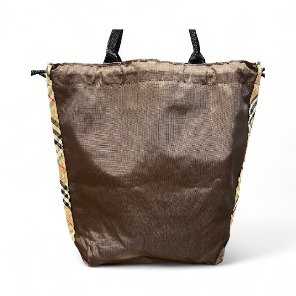 Authentic Burberry (early 2000) Classic Plaid Nylon Drawstring Tote - Picture 3 of 8